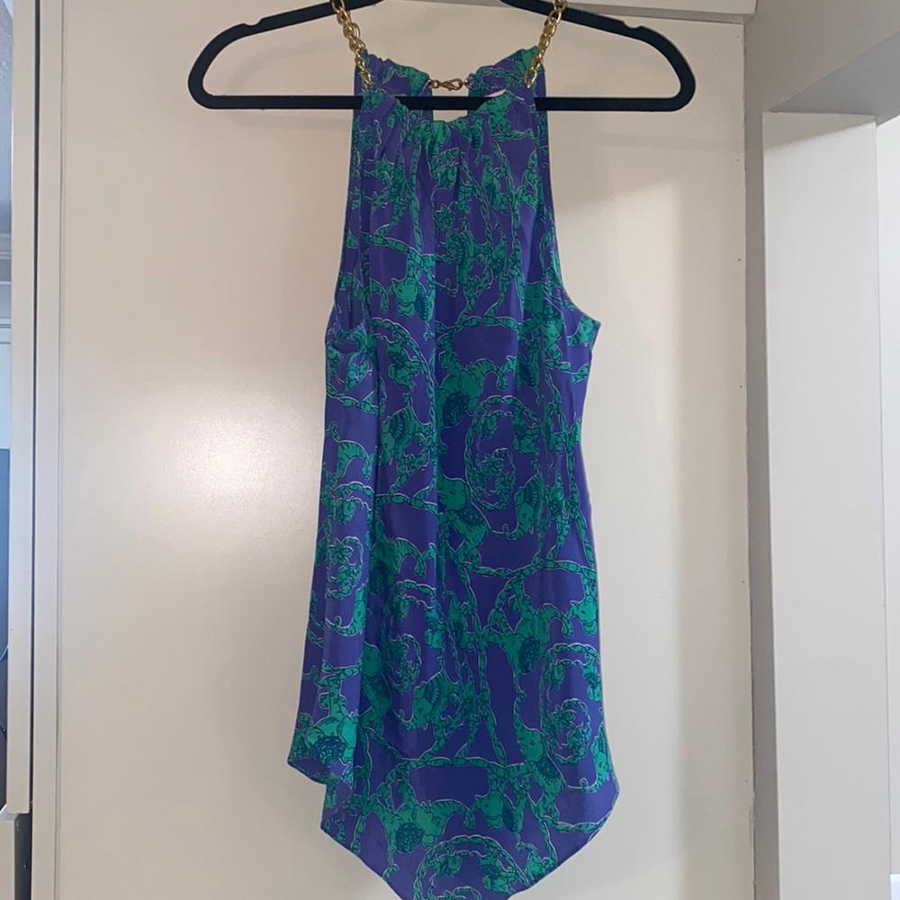 Lilly Pulitzer silk top with chain neckline